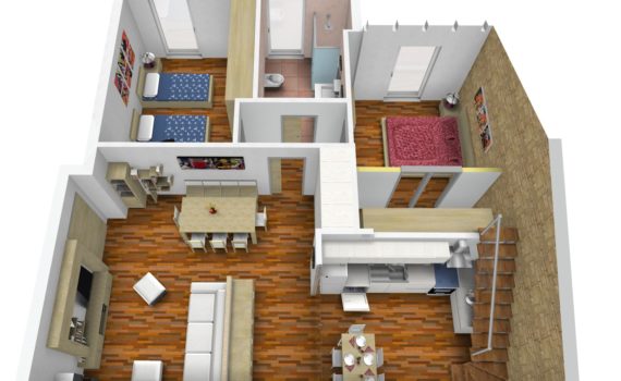 Design di interni rendering appartamento